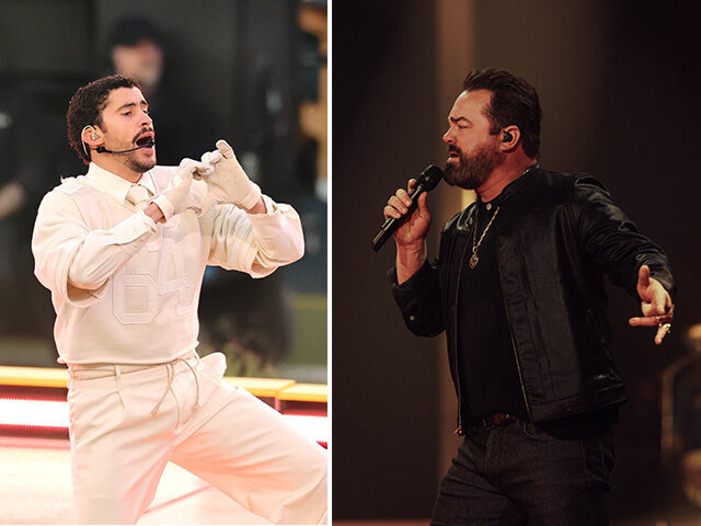 SANTA CLARA, CALIFORNIA - FEBRUARY 08: Bad Bunny performs onstage during the Apple Music S