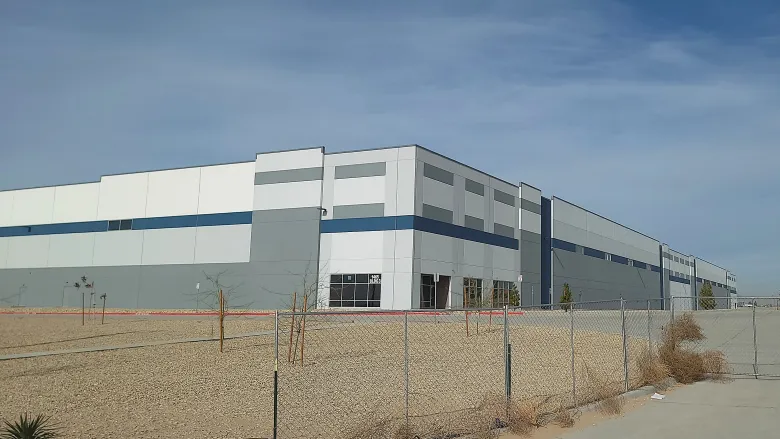 The three-building Eastwind Logistics Center off Gateway Boulevard East in the city of Socorro near Clint has been identified as the likely location of a new mega ICE detention facility in El Paso County. (Cindy Ramirez / El Paso Matters)