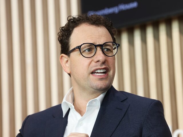 Dario Amodei, co-founder and chief executive officer of Anthropic, at Bloomberg House duri