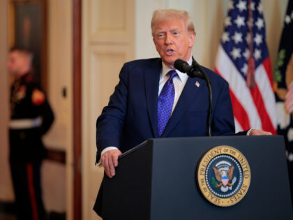 U.S. President Donald Trump delivers remarks before signing the Laken Riley Act, the first