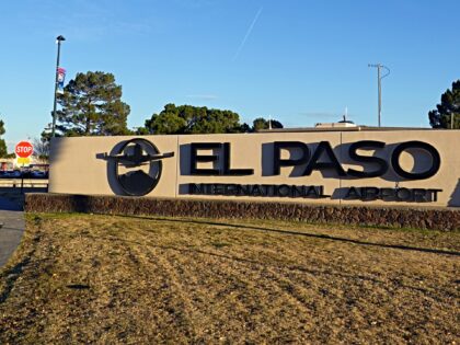EL PASO, TEXAS - DECEMBER 25: A sign at the El Paso International Airport (ELP) on Decembe