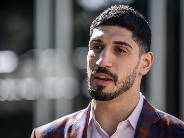 American basketball player Enes Kanter Freedom speaks during an interview with AFP at the