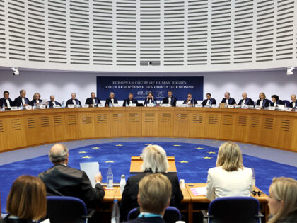 Members of the European Court of Human Rights (ECHR) open a hearing in a climate change ca