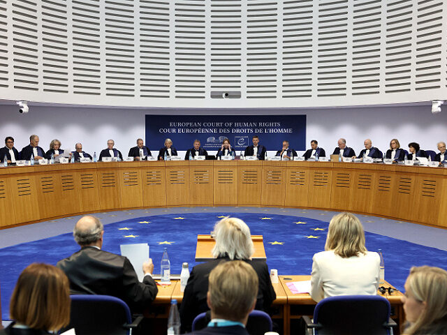 Members of the European Court of Human Rights (ECHR) open a hearing in a climate change ca