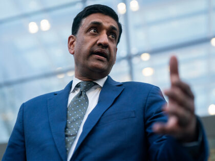 Representative Ro Khanna, a Democrat from California, speaks to members of the media outsi