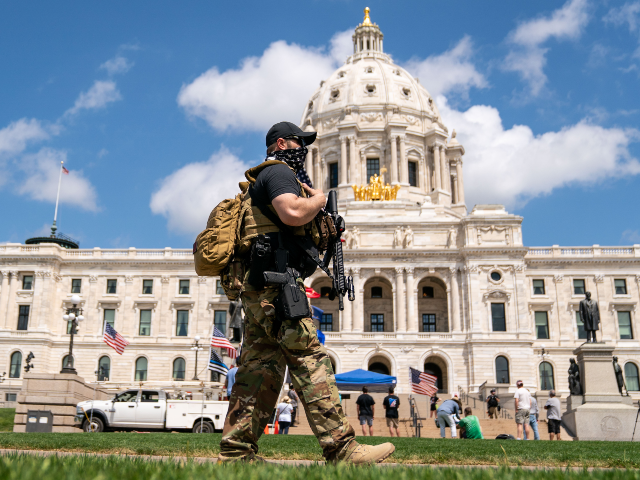 ST. PAUL, MN - MAY 22: People gather to attend a rally held by a right wing conservative g
