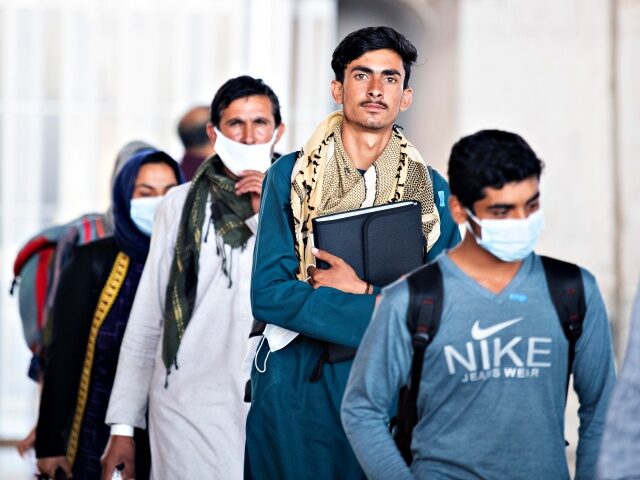 UNITED STATES - AUGUST 27: Afghan refugees arrive to Dulles International Airport on Frida