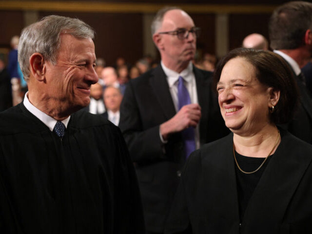 Chief Justice of the Supreme Court John Roberts and Justice Elena Kagan US President Donal