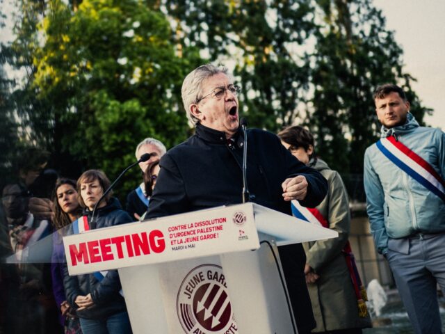 La France Insoumise LFI party founder Jean Luc Melenchon makes a speech and a reflection w