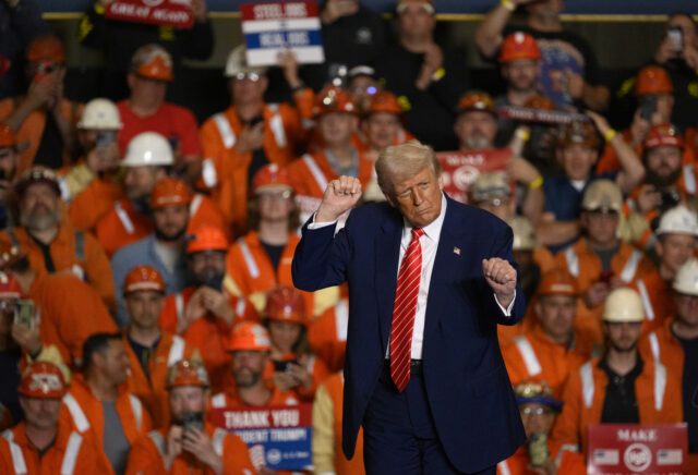 WEST MIFFLIN, PENNSYLVANIA - MAY 30: U.S. President Donald Trump speaks during a rally at