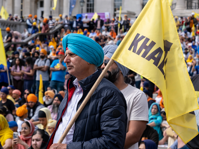 Sikhs who had travelled from all areas of the UK gather in Trafalgar Square the 41st anniv