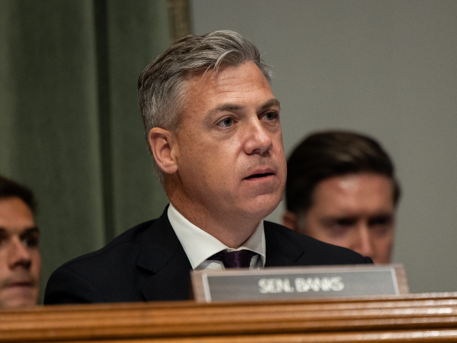 WASHINGTON, DC - SEPTEMBER 17: Senator Jim Banks (R-IN) questions witnesses during a Senat