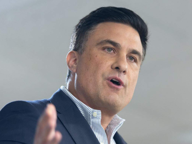 GettyImages-2247902320 Nate Morris, a candidate for U.S. Senate, speaks during the 2025 Night Before Fancy Farm e