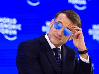 Emmanuel Macron, France's president, during the World Economic Forum (WEF) in Davos, Switz