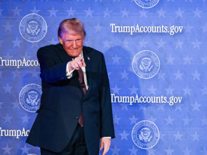 US President Donald Trump arrives to speak during the Trump Accounts Launch Summit in Wash