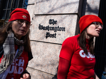UNITED STATES - FEBRUARY 5: People assemble for the Save the Post rally outside The Washin
