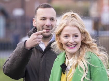 Green Party leader Zack Polanski with the Green Party Gorton and Denton by-election candid