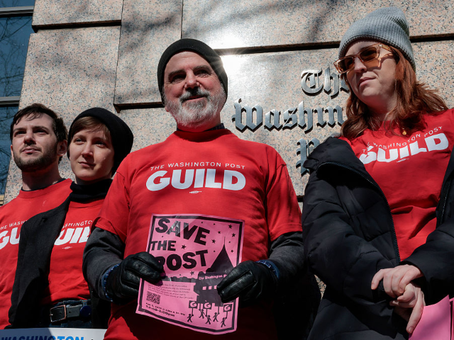 WASHINGTON, DC - FEBRUARY 05: Guild members are joined by other protesters during a rally