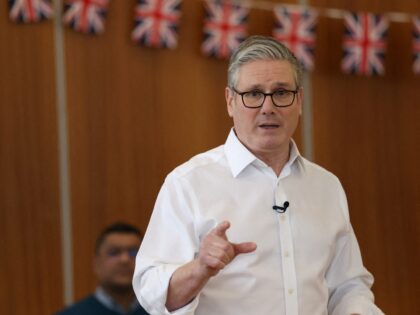 British Prime Minister Keir Starmer delivers a speech on the cost of living, during a visi