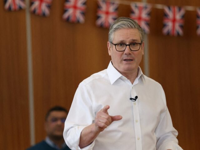 British Prime Minister Keir Starmer delivers a speech on the cost of living, during a visi