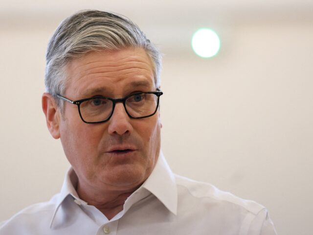 British Prime Minister Keir Starmer delivers a speech on the cost of living, during a visi