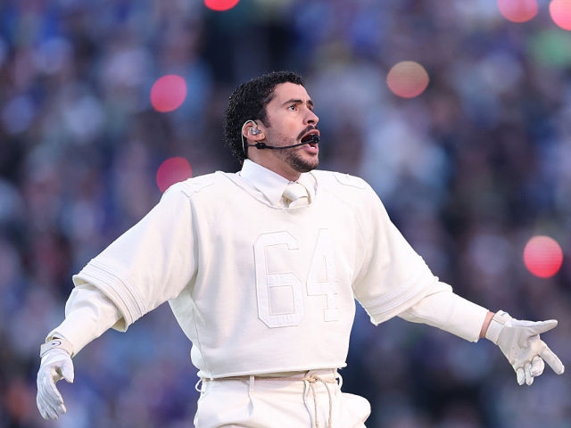 SANTA CLARA, CALIFORNIA - FEBRUARY 08: Bad Bunny performs onstage during the Apple Music S