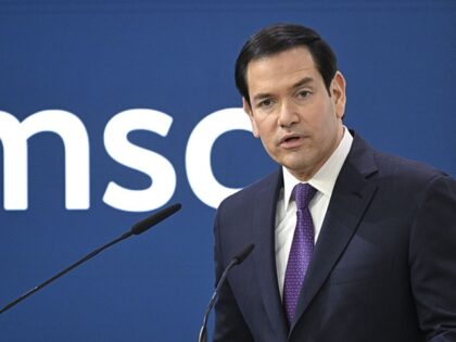 MUNICH, GERMANY - FEBRUARY 14: US Secretary of State Marco Rubio delivers a speech during