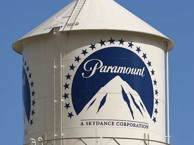 GettyImages-2261716767 The Paramount Pictures logo is displayed on the water tower in Los Angeles, California, on