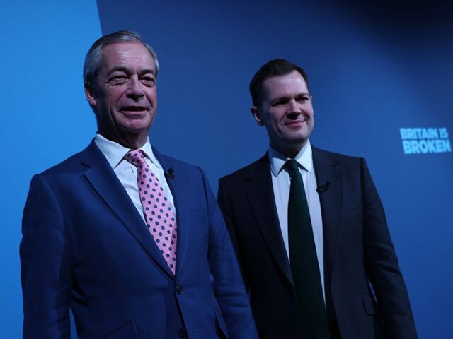 LONDON, UNITED KINGDOM - FEBRUARY 18: Leader of Reform UK Nigel Farage and Reform UK Treas
