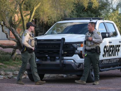 TUCSON, ARIZONA - FEBRUARY 19: Pima County Sheriff's deputies are seen in front of Nancy G