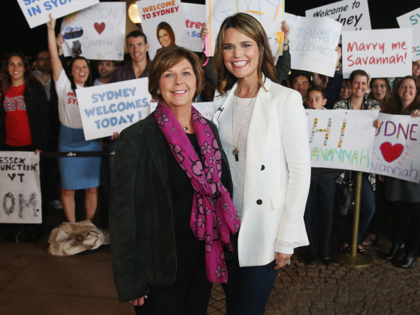 SYDNEY, AUSTRALIA - MAY 04: Australian-born presenter, Savannah Guthrie poses alongside he