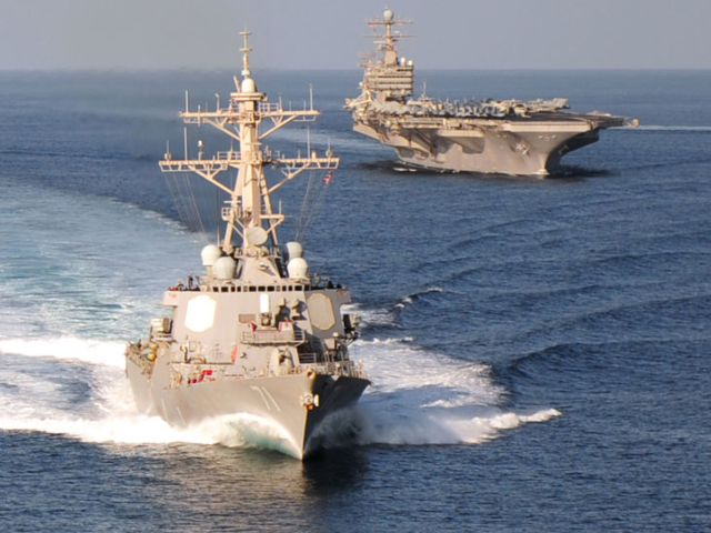 GettyImages-665487968 GULF OF OMAN - NOVEMBER 23, 2010: In this handout provided by the U.S. Navy, the guided-mi