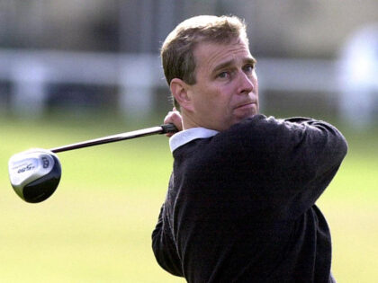 The Duke of York plays a shot at the Royal and Ancient Golf club in St Andrews, Fife, aft