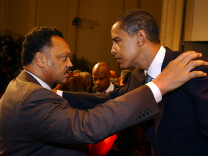 UNITED STATES - JANUARY 04: Rev. Jesse Jackson has a word with Sen. Barrack Obama, D-Ill.,