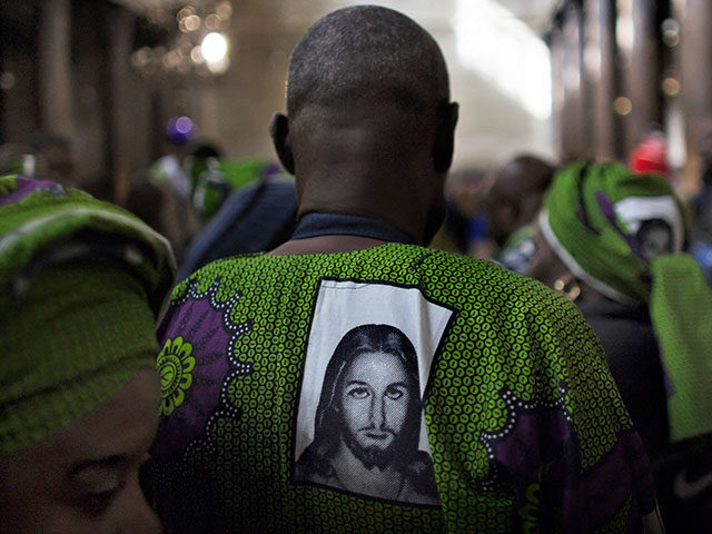 Christian pilgrims from Nigeria visit the Church of the Nativity in the West Bank city of