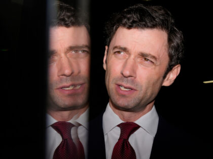 Sen. Jon Ossoff, D-Ga., speaks during an interview at Dobbins Air Reserve Base, Saturday,