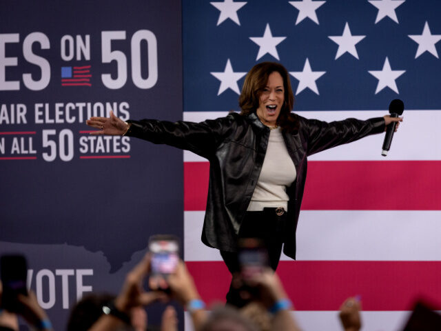 Former Vice President Kamala Harris attends a Yes on Proposition 50 rally at the Los Angel