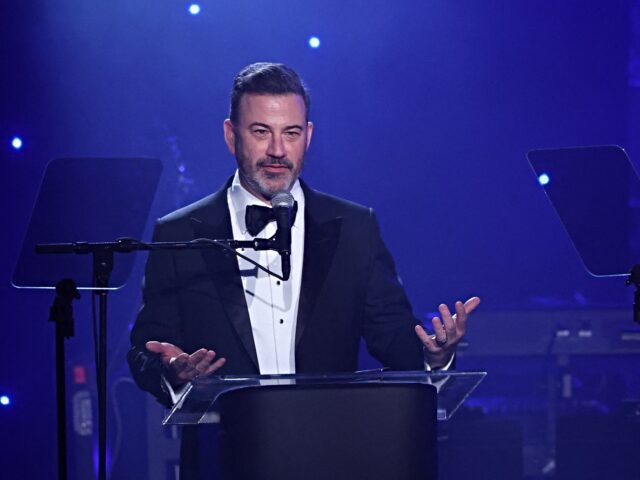 US television host and comedian Jimmy Kimmel speaks during the Recording Academy and Clive
