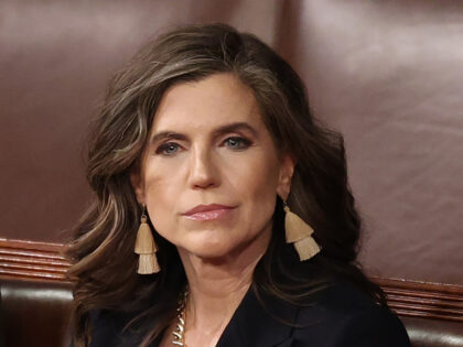 Rep. Thomas Massie (R-KY) (L) and Rep. Nancy Mace (R- SC) wait for the start of the Union