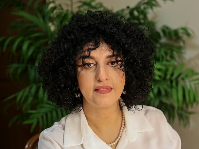 Narges Mohammadi sits in her apartment in Tehran on January 23, 2025. She received the 202