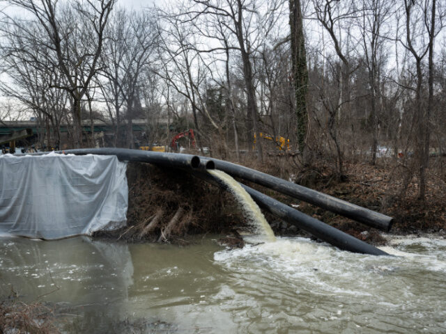 Raw sewage flows out of a drainage pipe into the C&O Canal near Cabin John, Maryland,