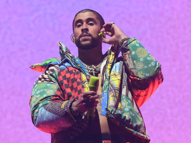 Puerto Rican singer Bad Bunny performs during the first week-end of Coachella Valley Music