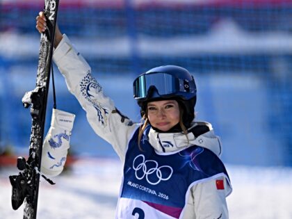 LIVIGNO, ITALY - FEBRUARY 22: Ailing Eileen Gu of Team People's Republic of China reacts a