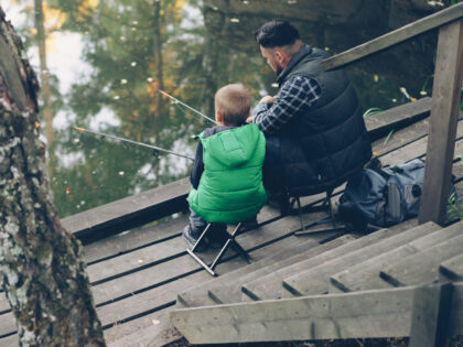 father and son fishing