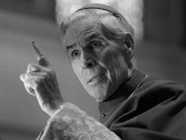 Bishop Fulton Sheen preaches at the funeral of Bishop John Boardman at Our Lady of Angels