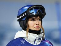 LIVIGNO, ITALY - FEBRUARY 19: Ailing Eileen Gu of Team People's Republic of China reacts a