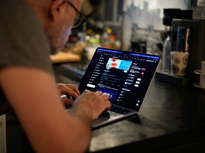 An editorial illustration depicting satellite signal disruption over Iran, Sunday, Jan. 20