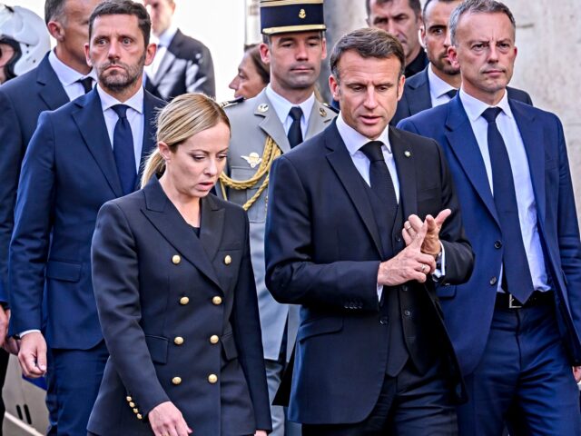 macron meloni OME, ITALY - SEPTEMBER 26: Italian Prime Minister Giorgia Meloni and French president Emma