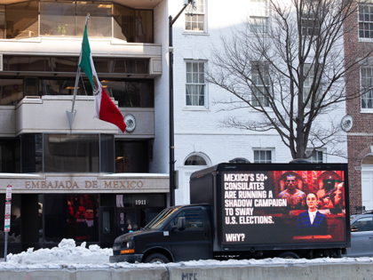 A billboard truck displaying information about Peter Schweizer's bestselling book &qu