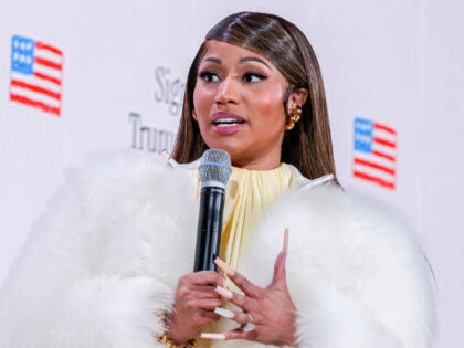 Rapper Nicki Minaj speaks during the Trump Accounts Launch Summit in Washington, DC, US, o